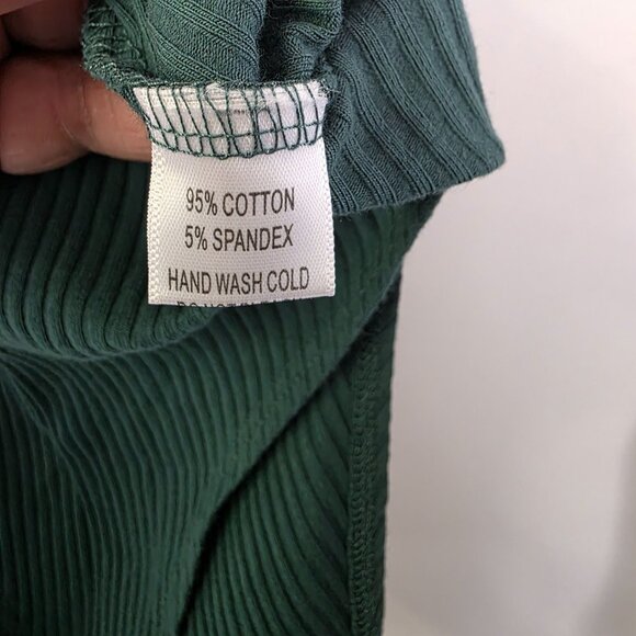 Makers Of Dreams Ribbed Long Sleeve Bodysuit Size L Hunter Green - Picture 4 of 10